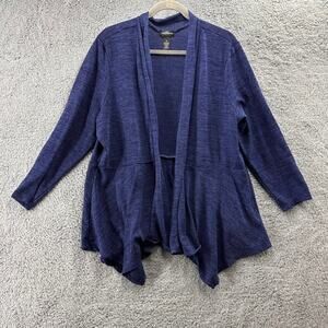 Karen Brooks Women's‎ 3X Blue Open Front Cardigan Long Sleeves Flowy Comfort